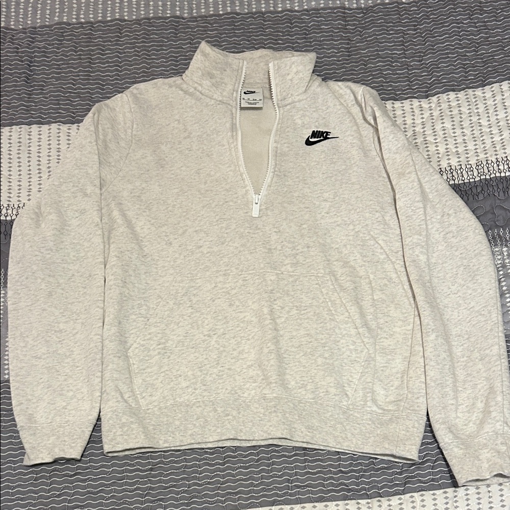 Nike Women's Light Gray Zip-Up Sweater